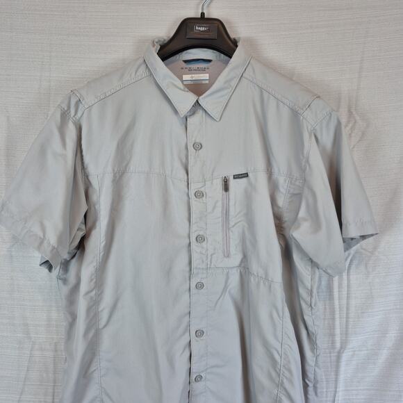 Columbia Shirt Mens XL Omni-Shade Grey Sun Protection Button Down Short Sleeve - Picture 5 of 13